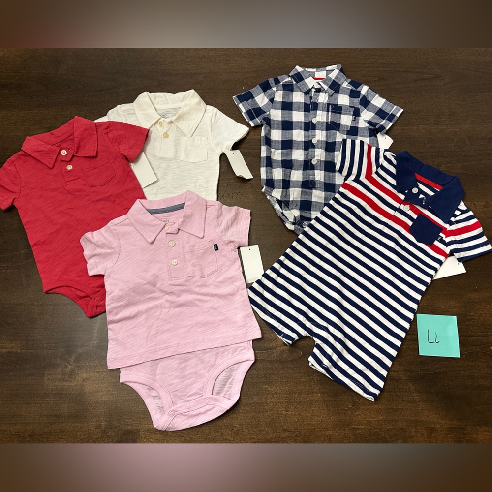 6-9months Oshkosh NWT Stylish Kids Shirts Set - Red, Pink, White, Blue